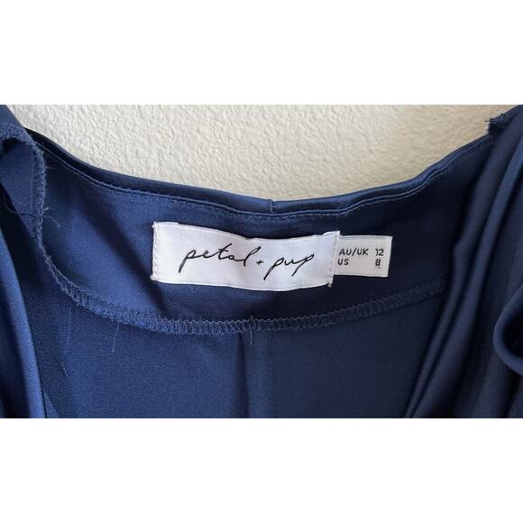 Petal + Pup Blue Satin Cowl Neck Slip Dress Size 8 Y2K Style - Picture 8 of 8